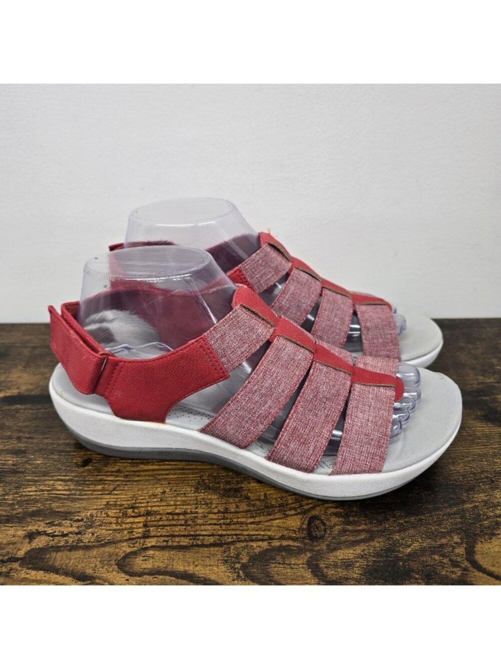 Clarks Arla Shaylie Casual Sandals 8.5M Slingback Wedge Heather Red Comfort